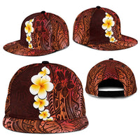 Red Polynesia Snapback Cap Plumeria Tropical Leaves With Galaxy Polynesian Art - Polynesian Pride
