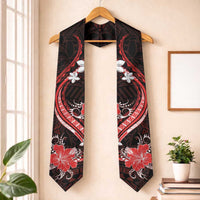 Red Polynesian Pattern With Tropical Flowers Graduation Stole LT05 One Size Red - Polynesian Pride