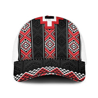 Red Taniko Aotearoa Baseball Net Cap Niho Taniwha Mix Poutama LT14 One Size White Red - Polynesian Pride