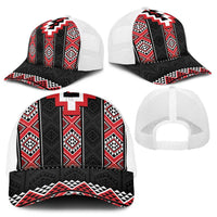 Red Taniko Aotearoa Baseball Net Cap Niho Taniwha Mix Poutama LT14 - Polynesian Pride