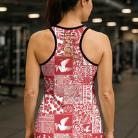 Red Tonga Kilisimasi Fiefia Hollow Tank Top Pacific Patchwork Xmas Vibes - Polynesian Pride