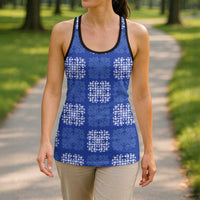 Royal Blue Palaka Quilt Hawaii Hollow Tank Top Traditional Hawaii-plaid Pattern - Polynesian Pride