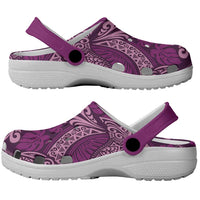 Royal Purple Monstera Clogs Shoes Polynesian Tribal Pattern - Polynesian Pride