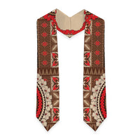 Samoa Language Week Graduation Stole Samoan Motif With Red Hibiscus LT05 - Polynesian Pride