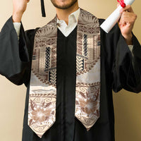 Samoa Siapo Elegant Graduation Stole Hibiscus Beige Motifs LT05 - Polynesian Pride