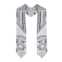 Samoa Siapo Elegant Graduation Stole Hibiscus White Motifs LT05 - Polynesian Pride