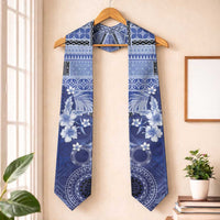 Samoa Siapo Pattern With Navy Hibiscus Graduation Stole LT05 One Size Navy - Polynesian Pride