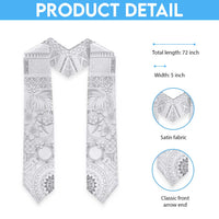 Samoa Siapo Pattern With White Hibiscus Graduation Stole LT05 - Polynesian Pride
