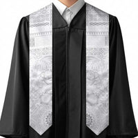 Samoa Siapo Pattern With White Hibiscus Graduation Stole LT05 - Polynesian Pride