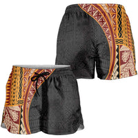 Samoa Siapo Tapa Pattern Half Style Shorts for Women Yellow Color - Polynesian Pride