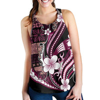 Samoa Siapo Tribal Pattern Women Racerback Tank Violet Polynesian Plumeria Tapa Motif