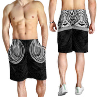 Samoan Traditional Art Tattoos Shorts for Men Tatau Tribal Motifs with Ula Fala Black - Polynesian Pride