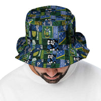 Solomon Islands Meri Kirihimete Bucket Hat Pacific Patchwork Xmas Vibes - Polynesian Pride