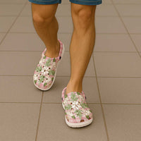 Squares Maile Leaf Clogs Shoes Pink Palaka Hawaiian Quilt Pattern - Polynesian Pride