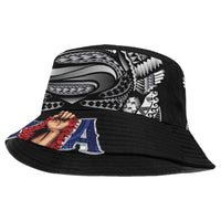 Super Samoa-Six Eight Five to The World Bucket Hat Traditional Samoan Tattoo Black Color