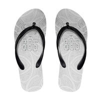 Super Samoa-Six Eight Five to The World Flip Flops Traditional Samoan Tattoo All White