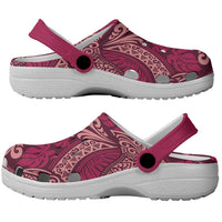 Sweet Pink Monstera Clogs Shoes Polynesian Tribal Pattern - Polynesian Pride