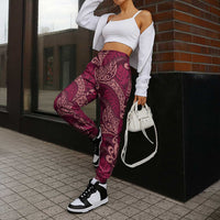 Sweet Pink Monstera Jogger Pants Polynesian Tribal Pattern - Polynesian Pride