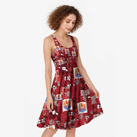 Tahiti Oaoa I Teie Noera Midi Dress Pacific Patchwork Xmas Vibes - Polynesian Pride