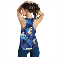 Teal Purple Banana Leaf Hawaii Women Racerback Tank Lau Maia Plumeria Tropical Summer Vibes