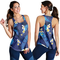 Teal Purple Banana Leaf Hawaii Women Racerback Tank Lau Maia Plumeria Tropical Summer Vibes
