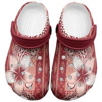 Tonga Kupesi Ngatu Clogs Shoes Vintage Red Plumeria - Polynesian Pride