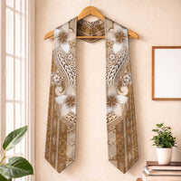 Tonga Kupesi Ngatu Graduation Stole Vintage Brown Plumeria LT05 One Size Brown - Polynesian Pride