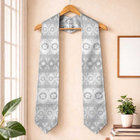 Tonga White Sunday Graduation Stole Tongan Ngatu Siale Pattern LT05 One Size White - Polynesian Pride