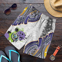 Traditional Art Hawaiian Kakau Tattoos Shorts for Men Graffiti Style LT03 White - Polynesian Pride