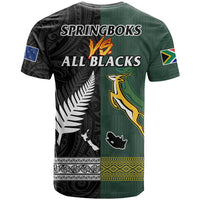 South Africa Protea and New Zealand Fern T Shirt Rugby Go Springboks vs All Black LT13