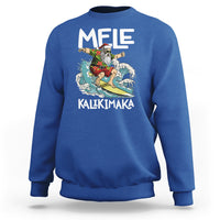 Mele Kalikimaka Tropical Hawaiian Christmas in Hawaii Surfing Santa Sweatshirt TS02 Royal Blue - Polynesian Pride