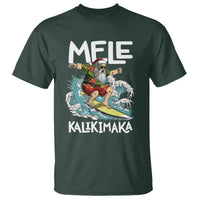 Mele Kalikimaka Tropical Hawaiian Christmas in Hawaii Surfing Santa T Shirt TS02 Dark Forest Green - Polynesian Pride