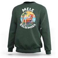 Mele Kalikimaka Tropical Hawaiian Christmas in Hawaii Sunbath Santa Sweatshirt TS02 Dark Forest Green - Polynesian Pride