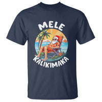 Mele Kalikimaka Tropical Hawaiian Christmas in Hawaii Sunbath Santa T Shirt TS02 Navy - Polynesian Pride