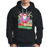 Mele Kalikimaka Tropical Hawaiian Christmas in Hawaii Beach Santa Hoodie TS02 Black - Polynesian Pride