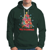Tropical Hawaiian Hibiscus Christmas Tree Mele Kalikimaka Hoodie TS02 Dark Forest Green - Polynesian Pride