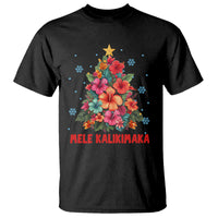 Tropical Hawaiian Hibiscus Christmas Tree Mele Kalikimaka T Shirt TS02 Black - Polynesian Pride