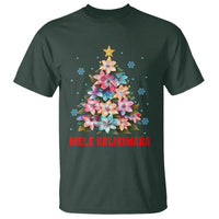 Tropical Hawaiian Plumeria Christmas Tree Mele Kalikimaka T Shirt TS02 Dark Forest Green - Polynesian Pride