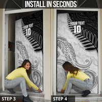 Personalized New Zealand Football Door Cover Kiwi Mascot with Silver Fern - Maori Tribal Tattoo Art