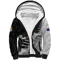 Personalized New Zealand Football Sherpa Hoodie Kiwi Mascot with Silver Fern - Maori Tribal Tattoo Art