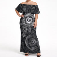Hawaiian Piko Off Shoulder Maxi Dress Cultural Anchor Connect Your Roots Ocean Waves