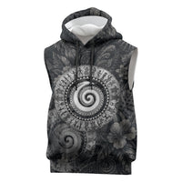 Hawaiian Piko Sleeveless Hoodie Cultural Anchor Connect Your Roots Ocean Waves