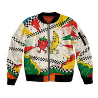 Support Your Fruity Friends Love Wins Gay Pride Sleeve Zip Bomber Jacket LGBTQ Retro 30s Cartoon Checkered TS04 Unisex White Yellow - Polynesian Pride