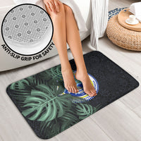 Federated States Of Micronesia Bathroom Set FSM Tropical Monstera Leaf Dark Tribal Pattern