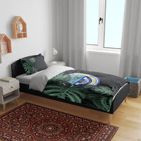 Federated States Of Micronesia Bedding Set FSM Tropical Monstera Leaf Dark Tribal Pattern TS04 - Polynesian Pride