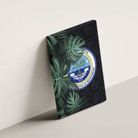 Federated States Of Micronesia Canvas Wall Art FSM Tropical Monstera Leaf Dark Tribal Pattern