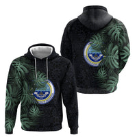 Federated States Of Micronesia Hoodie FSM Tropical Monstera Leaf Dark Tribal Pattern