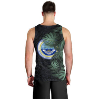 Federated States Of Micronesia Men Tank Top FSM Tropical Monstera Leaf Dark Tribal Pattern