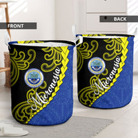 Federated States Of Micronesia FSM Laundry Basket Pacific Islander Tribal Swirl Geometric Pattern