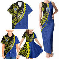 Federated States Of Micronesia FSM Family Matching Tank Maxi Dress and Hawaiian Shirt Pacific Islander Tribal Swirl Geometric Pattern